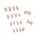 （NEW）French Rose Manicure White Romantic Aesthetic Nail Stick Manicure Ballet False Nail Piece Adhesive Coffin False Nails. 