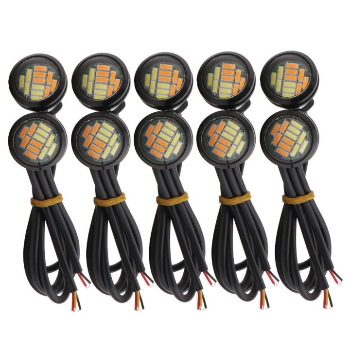 NCANRUI 10 Pcs 12V 23Mm Dual Color Switchback 4014 Smd 12 Led Drl Eagle Eye Daytime Light Car Motor Turn Lights