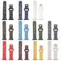 English Letters Silicone Watch Band For Apple Watch Series 8&7 41mm / SE 2&6&SE&5&4 40mm / 3&2&1 38mm. 