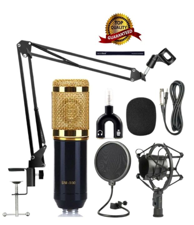 BM800 Professional Condenser Studio Record Microphone With Sound Card Live Microphone Package Phone & Computer