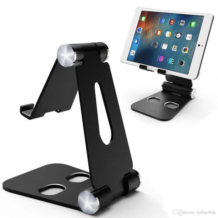 Aluminum Alloy Mobile Phone Holder Lazy Tablet Stand Creative Desktop Bracket Metal Support Multi-angle Data Line Hole For Phone