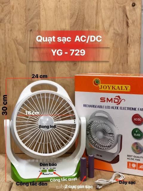 JOYKALY%20YG-729%20Portable%20Rechargeable%20LED%20Light%20AC/AD%20Electronic%20Fan%20with%208"%20inches%20High%20Speed%20Blade%20-%20Image%202