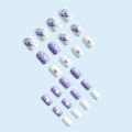 DIY Fake Nail Light Purple White Nail with Cute Rabbit Pattern for Festival Party and Date. 