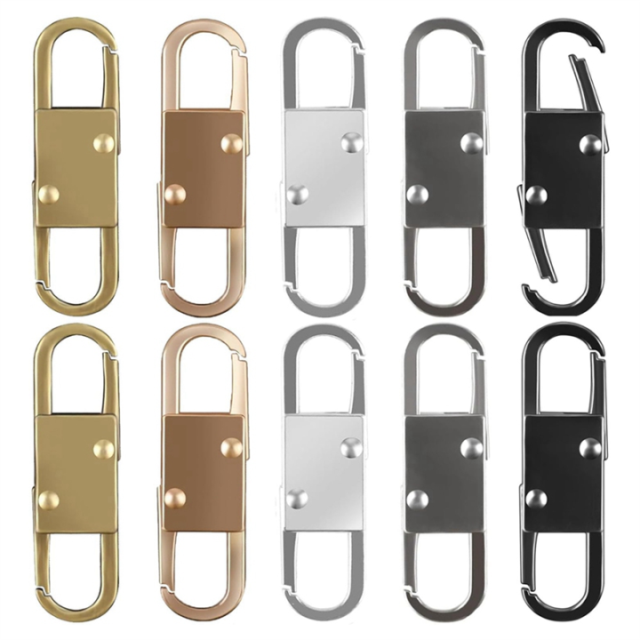 10 PCS Zipper Pull Replacement Double Opening Zipper Clip Theft Deterrent Multicolor Metal Detachable Metal Zipper Pulls Tab, 5 Colors