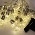 Led Christmas Lights 5M/8M 10/20Bulb G45 Globe Festoon Bulb With Copper Wire Fairy Light Solar Powered Party Ball String Lamps----warm white 8m20bulbs. 