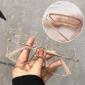 Rose Gold Transparent Computer Anti-Blue Light Glasses/ Metal Frame Fashion Plain Glasses Glitter Frame Eyewear.