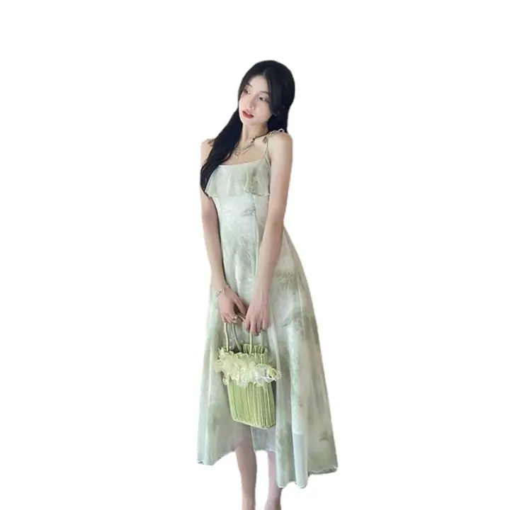 2024%20Korean%20summer%20new%20camisole%20long%20dress%20with%20fairy%20ruffle%20edge%20printed%20sleeveless%20temperament%20picture%20color%20-%20Image%205