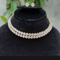 Zircon Style Golden 2 Layer Necklace Set with Studs. 