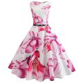 New Summer Dress 50s 60s Vintage Retro Midi Dresses for Women Elegant Sleeveless A-line Party Sundress Robe Femme.