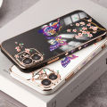 Hontinga for Xiaomi Poco M5 Back Cover With Lanyard Luxury 6D Plating Shiny Pretty butterfly Case Soft Silicone Square Mobile Cover. 