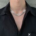 Raxoa necklace for men aesthetic kuwentas kwintas pang lalaki uso ngayon Punk Punk Female Gift Cuban Chain Choker Double D Necklace Korean Style Necklace Men Clavicle Chain Fashion Jewelry. 