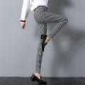 Houndstooth Women's Pants for Outer Wear2022Autumn New Elastic Slimming Skinny Plaid Pants Trendy British Pencil Pants.