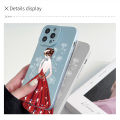 BILI for OPPO F15 / A91 / Reno3 4G Back Cover Red Dress Girl Frosted Plating Lens Protection Soft Silicone Phone Cases. 
