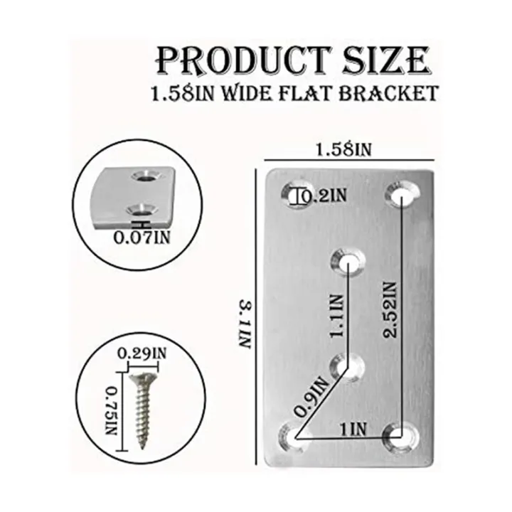 24Piece%20Mending%20Plate%20with%20Screws%20Flat%20Brace%20Silver%20Heavy%20Duty%20Flat%20Straight%20Brackets%20Metal%20Mending%20Plate%20for%20Metal%20Wood%20-%20Image%202
