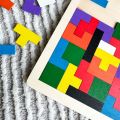 1 Set Wooden Jigsaw Puzzle Baby Early Education Fun Game Children Thinking Logic Square Toy Tangram Puzzle.