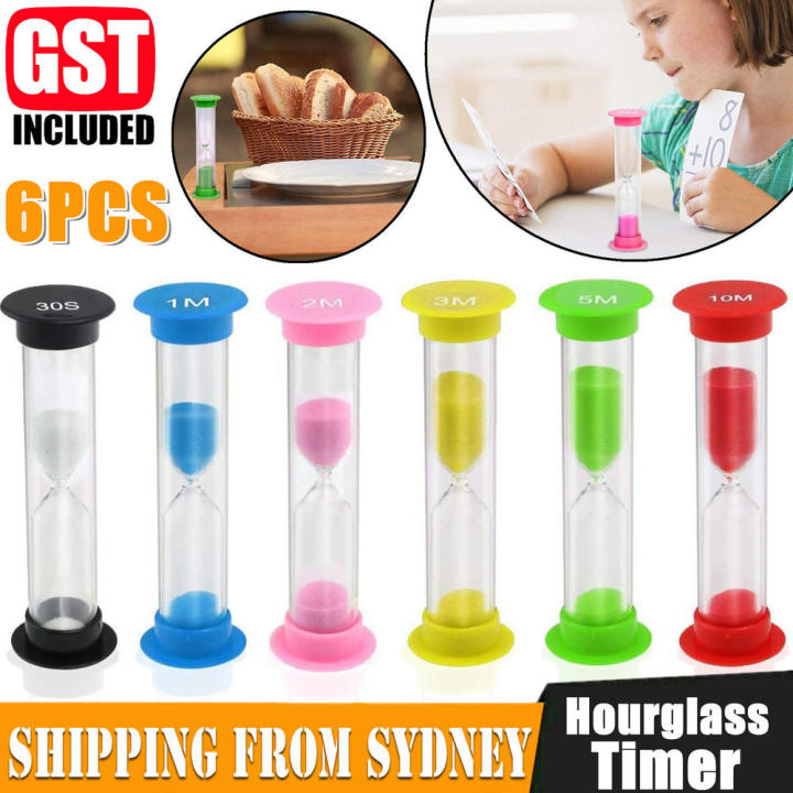 Precise Timing Sand Hourglass Set 2-Minute Multi-duration AU Set Hourglass Timer Transparent 6-piece Sandtimer Collection for Classroom Tools Productivity  Management Children's Learning Kitchen