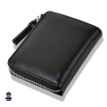 Avro Premium Half Zipper And Card Pocket Black Wallet For Men Genuine Buffalo Leather Money Bag For Men. 