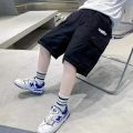 Khaki cargo shorts, men's summer, American, loose, retro, five-point pants, trendy brand, wear sports pants black. 