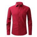 Yellow Mens Dress Shirts 2023 Spring New Regular Fit Stretch Button Down Shirt Men Wrinkle-Free Easy Care Causal Formal Chemise KEEMEEUYZO.