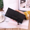 Ladies leather wallet women long flap high-end luxury long multifunctional buckle leather wallet.