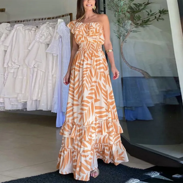 Sleeve%20slanted%20collar%20floral%20float%20summer%20dress%20women's%202024%20dress%20casual%20beach%20style%20off-the-shoulder%20short%20bohemian%20maxi%20dress%20-%20Image%202