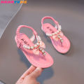 Summer Girls Shoes Bead Flats Fling Princess Shoes Baby Dance Shoes Kids Sandals Children Wedding Shoes Pink.