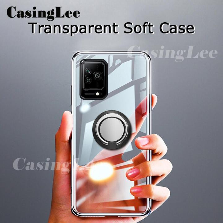 Skinlee Phone Case Xiaomi BlackShark5 Pro Ring Holder Cover Ultra Thin Transparent Car Navigation Holder Silicone Clear Cases for Xiaomi BlackShark 5 Pro Back Cover
