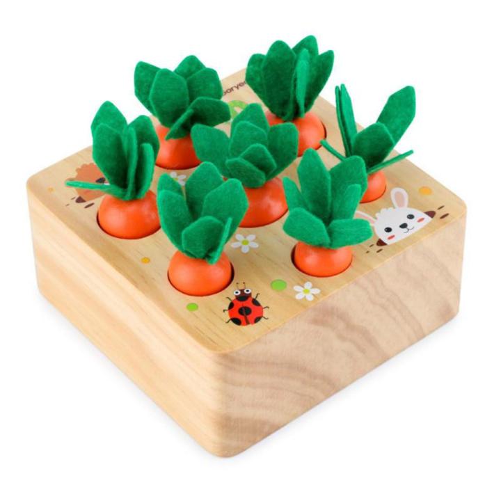 Wooden Montessori Fun Plucking Radish Toy Children's Puzzle Insert Carrot Game Baby Toys Early Childhood Educational Toys Gifts