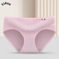Women Fashion Bright Color Mid-Waist Panties Healthy Antibacterial Briefs Elastic Underwear. 
