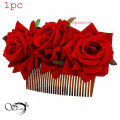 Artificial Red Rose Hair Clip for Women & Girls - Large Flower Hair Accessory (1pc).