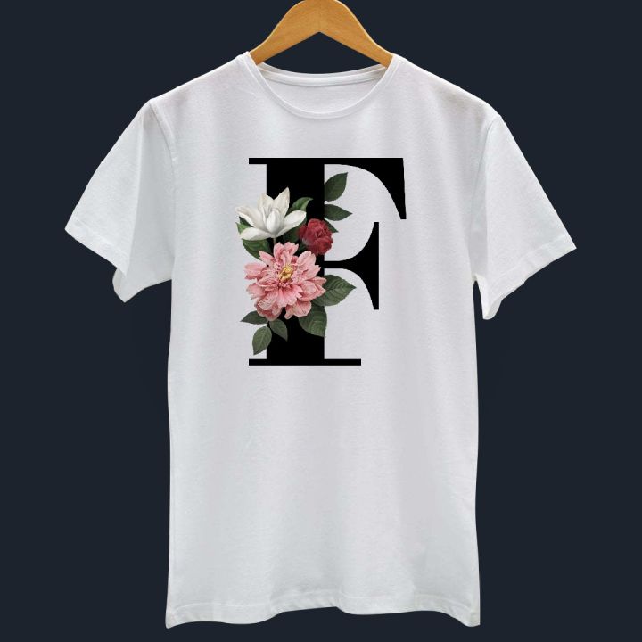 White Synthetic Alphabet T-shirt A to Z T-shart for Men - T Shirt For Man - T Shirt For Man