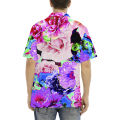 Plus Size Foreign Trade Cross Border Men's Shirt Full Color Print Contrast Color Trend Purple Leisure Travel Resort Shirt Wholesale.
