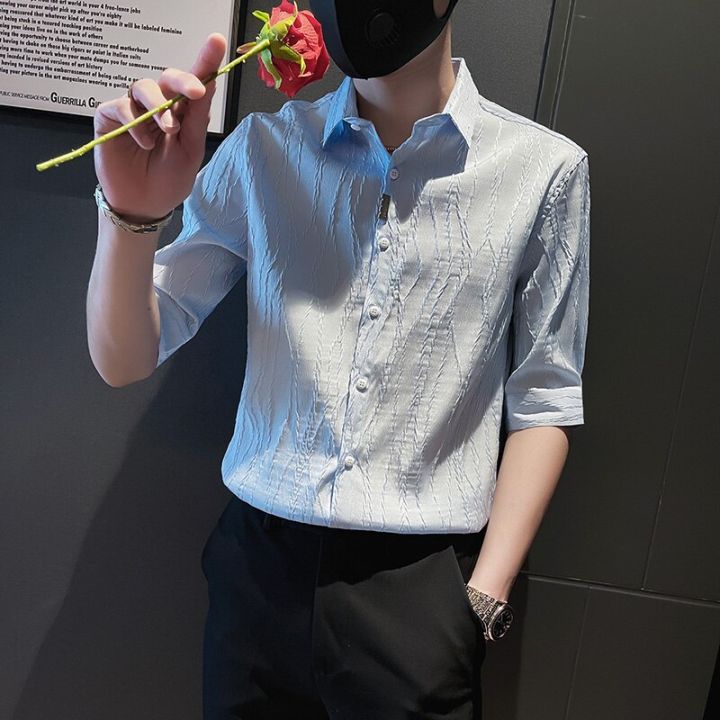 2022%20Spring%20Casual%20Shirt%20Men%20Half%20Sleeve%20Slim%20Fit%20Business%20Formal%20Dress%20Shirts%20Social%20Party%20Nightclub%20Stripe%20Tuxedo%20Men%20Clothing%20-%20Image%204