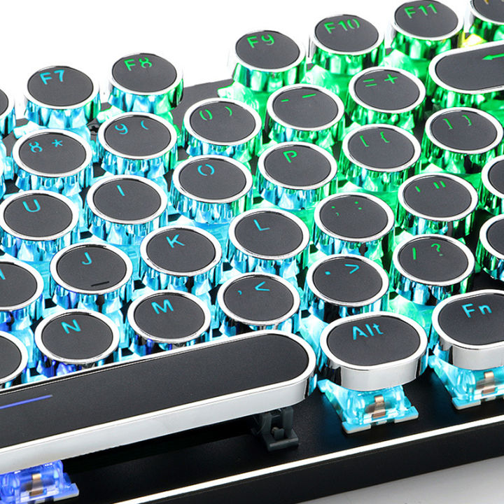 【FUPANG】104 key personalized Taiwanese phonetic retro circular electroplated metal punk mechanical keyboard cap with transparent characters