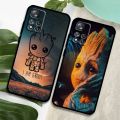 Marvel Groot Cute For Xiaomi Redmi Note 12 11 11T 10 9 8 7 6 5 4 Pro 5G 4G Silicone Soft Shockproof Black Phone Case Coque Capa. 