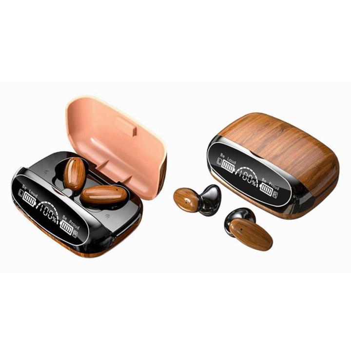 M35 Tws Wood Grain Bluetooth Earphone Led Display 9D Stereo Sound Music Headphone Wireless Earbuds Touch Control Sport Earphone With Mic - Bluetooth Headphone