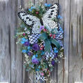 Summer Rose Butterfly Wreath Mother's Day Home Wall Hanging For Front Door Home Living Room Art Decoration Artificial Wreath Spring. 