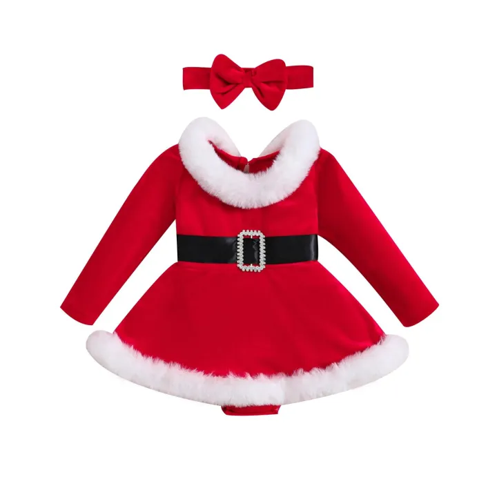 Baby%20Girls%202Pcs%20Christmas%20Bodysuits%20Outfits%20Long%20Sleeve%20Fur%20Trim%20Velvet%20Romper%20Dress%20Headband%20Set%20Newborn%20Winter%20Xmas%20Clothes%20-%20Image%206