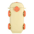 500ML Bus Shape Straw Water Bottle with Movable Wheels Strap Cute Car Water Bottle Leakproof for Sports Camping Picnic. 