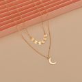 European and American cross-border jewelry gold chain iron single pendant moon disc chain pendant double necklace.