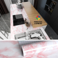 Removable Furniture Sticker Paper - 4x2 Feet -  Self Adhesive Vinyl Wallpaper Living Room Kitchen Cabinet Furniture Stickers PVC Waterproof Marble Contact Paper (Color : Marble Light Pink ). 