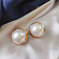 Korean Big Round Simulated Pearl Stud Earrings For Women New Classic Sunlight Mall.