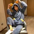 Winter Pajama Sets Women Solid Flannel Soft Sweet Students Lovely Hooded Two-pieces Thicken Plush Cute Couple Sleepwear Fashion. 