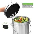 New product Compost Bin, Peel Bucket for Home Kitchen, Odorless Compost Bucket for Kitchen Food Waste, with Handle and 2 Charcoal Filters, 5 Liters, Easy to Clean - silver. 