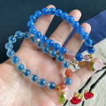 Jingyao Natural Blue Sugar Heart Agate Bracelet Bell Powder Crystal Rose Crystal Love Blue Crystal Wholesale.