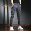 IELGY Elastic Waist Casual Cropped Pants Men's Slim Fit Feet British Art Plaid Men's Pants Gray Pants Thin Pants. 