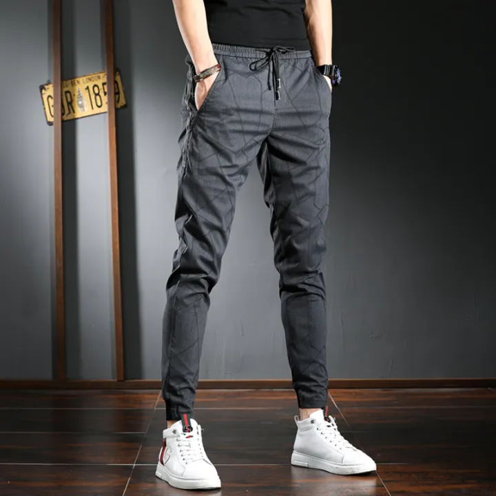 IELGY%20Elastic%20Waist%20Casual%20Cropped%20Pants%20Men's%20Slim%20Fit%20Feet%20British%20Art%20Plaid%20Men's%20Pants%20Gray%20Pants%20Thin%20Pants%20-%20Image%205