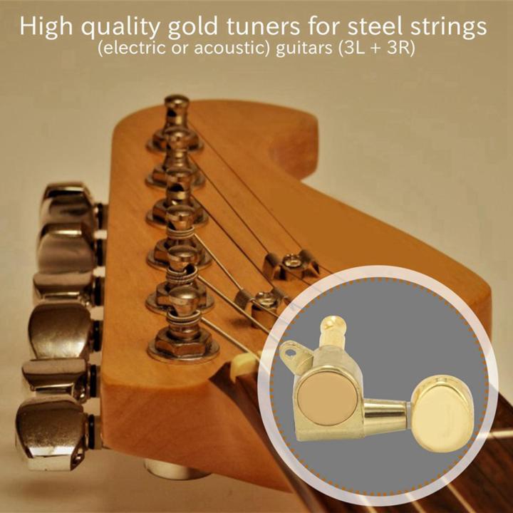 12 Guitar Tuning Pegs VERROUILLAGE Tuner Touches Guitar Strings Button 6L + 6R Gold