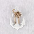 Naval White Anchor With Golden Rudder Brooch Pin Men's Suit Accessories. 