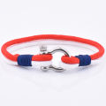 Factory wholesale multi layer blue rope bracelet steel anchor clamp blue rope jewelry nautical bracelet for men. 